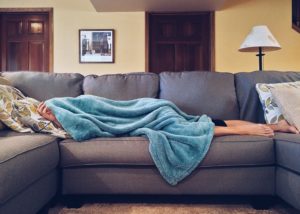 Laying on the couch living a life with chronic lyme